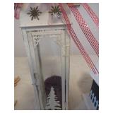 Holiday Decorations Lot with Lantern, Lights, Wood