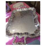 Sheffield Silver Plated Serving Tray with Ornate H