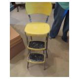 Yellow Retro Step Stool Chair with Chrome Frame an