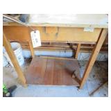 Wood and Metal Workbench with Lower Storage Shelf