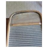 Wood and Metal Washboard with Ribbed Surface
