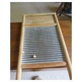 Vintage Style Galvanized Metal and Wood Washboard