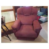 Red Fabric Recliner With Wooden Lever