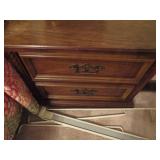 Two-Drawer Wooden Nightstand with Decorative Handl