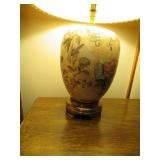 Floral Porcelain Table Lamp with Pleated Shade