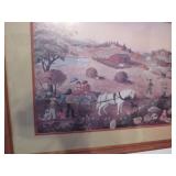 Framed Farm Scene Print with Rustic Charm