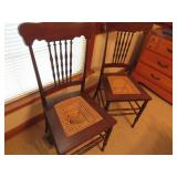 Wooden Spindle-Back Chairs with Cane Seats