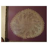 Framed Crocheted Doily with Decorative Gold Frame