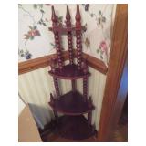 Four-Tier Corner Shelf with Turned Columns and Fin