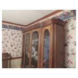 Wooden China Cabinet With Glass Doors and Drawers