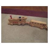 Wooden Toy Train Set With Cow Figurine on Cart