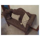 Upholstered Settee with Decorative Fabric and Matc
