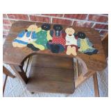 Wooden Child's Chair or Step Stool with Painted Fo
