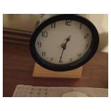 A Clock, Decorative Box, Ceramic Dish, and Embroid
