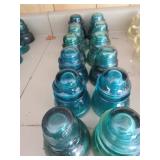 Glass Insulators in Blue and Aqua Tones