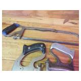 5 Assorted Hand Saws Including Hacksaws and Rip Sa