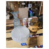 Misc Glass Lot Frosted Vase Blue Glass Bottle