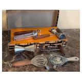 Mid Century Barware Set Teak Handle