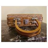 Adoria Vintage Woven Handbag Lucite Swirl Frame