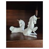 Porcelain White Unicorn Figurine Pair