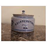Salt Glazed Pottery Jar w Lid Reisterstown Marylad