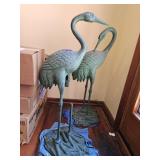 2 Large Blue Heron Statues - One has broken leg