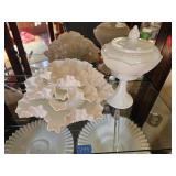 Fenton Milk Glass Hobnail Ruffled Bowls etc
