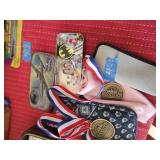 Misc Lot Pinback Buttons, eyeglass cases, medals