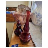 Lenox Accents Etched Bowl, Ruby Red Glass, etc