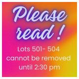 *****THE NEXT FEW LOTS HAVE A LATER PICK UP TIME!