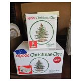 Spode Christmas Tree Sleigh Bowl and Candle Holder