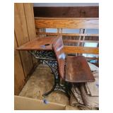 Antique School Desk Wood & Iron