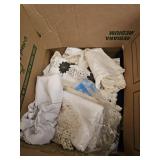Box of Doilies and Table Linens