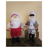 Bistro Santa & Gingerbread Santa Statues