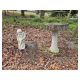 Concrete Angel Statue & 2pc Bird Bath