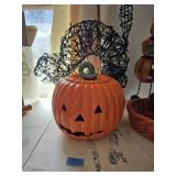 Large Ceramic Jack O'Lantern Jar & Hissing Cat