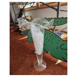 Large Trumpet Shape Vase & Glass Stones