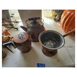 Vintage Copper Tea Kettle Perculator etc