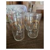Mid Century Barware Glasses Gold Monogram K