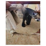 Antique Round Wall Mirror Wooden Back