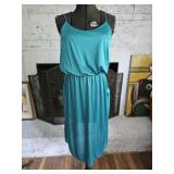 Slinky Poly Turquoise Sun Dress 1970s