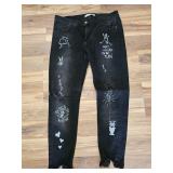 Zara z1975 Graffiti Doodle Black Jeans