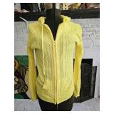 New York & Co Yellow Hooded Zip Up Cardigan
