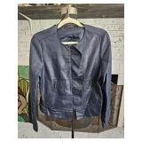 Zara Blue Ruffle Faux Leather Jacket