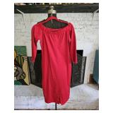 Off Shoulder Red 3/4 Sleeve Dress