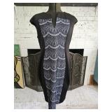 Connected Apparel Black Gray Sheath Dress