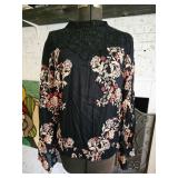 Black and Floral Rayon Blouse