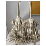 Alberta Di Canio Gold Fringed Handbag with