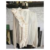 Gracia Ivory Ruffled Blouse Back Button Down