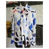 Abstract Blue Black Print Blouse